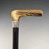 1894 British Antique Men's Cane Sterling Silver Decorated Antler Handle Black Shaft 84cm